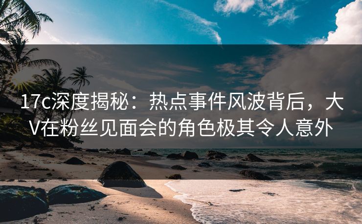 17c深度揭秘：热点事件风波背后，大V在粉丝见面会的角色极其令人意外
