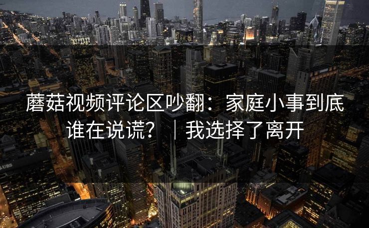 蘑菇视频评论区吵翻：家庭小事到底谁在说谎？｜我选择了离开